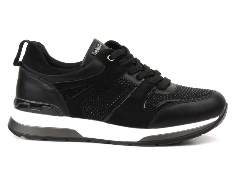 Sneakersy damskie ze skóry ekologicznej - INBLU IN-1303, czarne