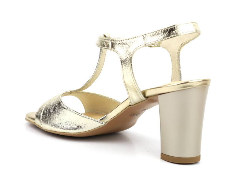 Sandały damskie na słupku - Agxbut 907, złote