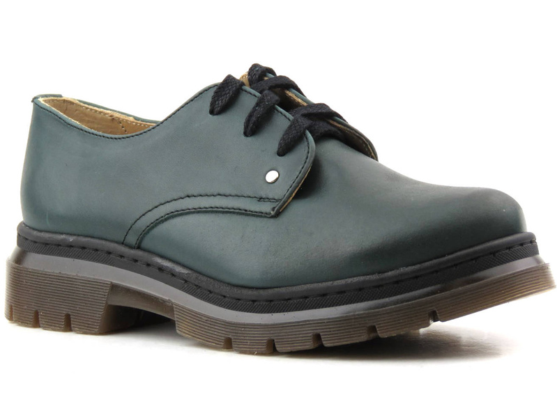 Skórzane półbuty damskie polskiej marki - HELIOS Komfort 412, zielone