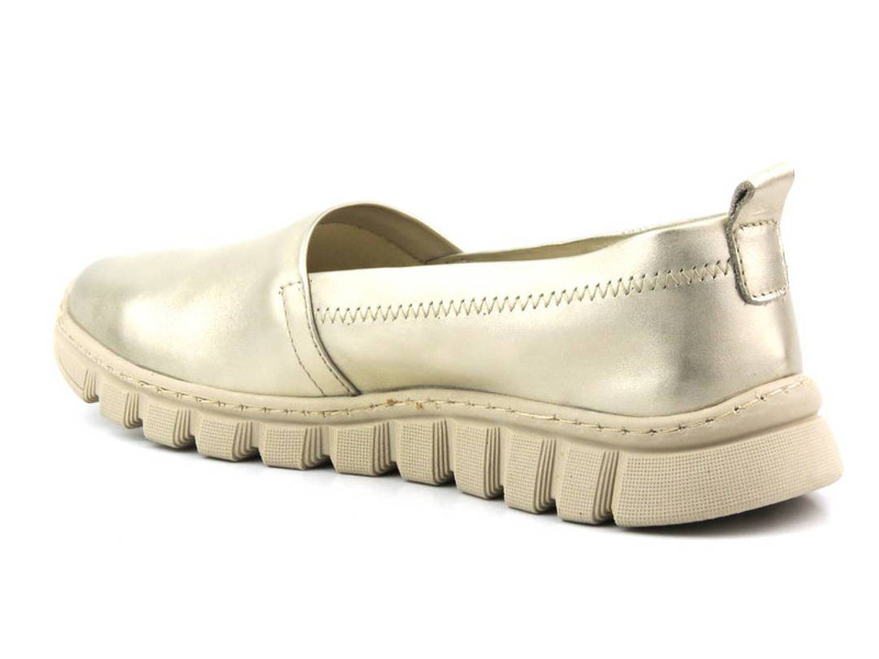 Skórzane półbuty, buty damskie wsuwane - HELIOS Komfort 405, złote