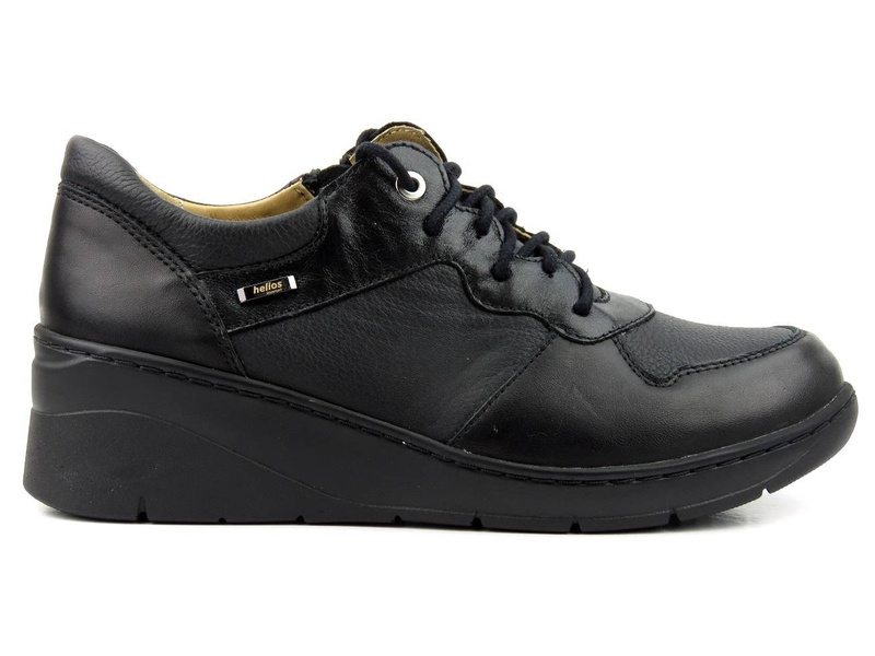 Sneakersy damskie z suwakiem i sznurowaniem - Helios Komfort 347, czarne