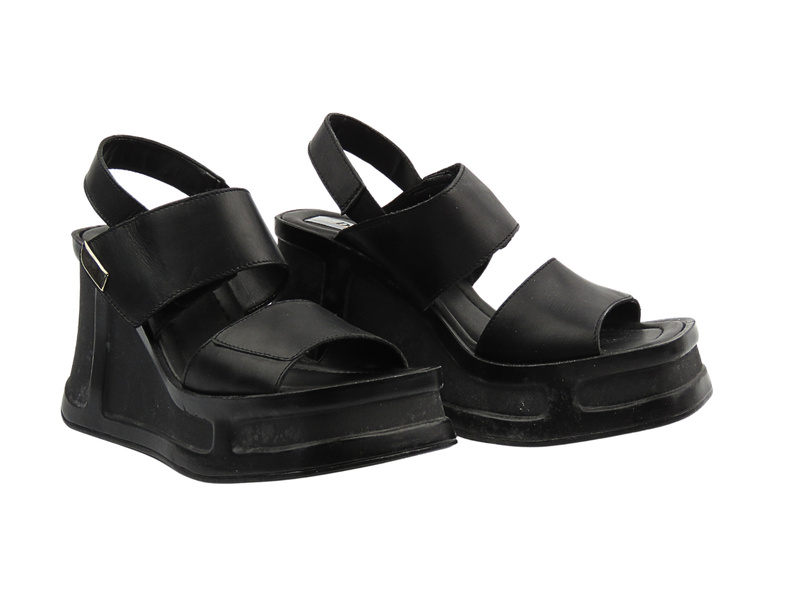 Sandały damskie na platformie z koturnem czarne Dolphin 172