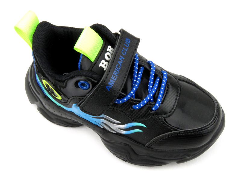 Buty sportowe, adidasy dziecięce na grubej podeszwie- AMERICAN CLUB BD 15/21, czarno-niebieskie