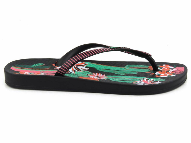 Japonki damskie plażowe, basenowe IPANEMA 83326, czarno-zielone