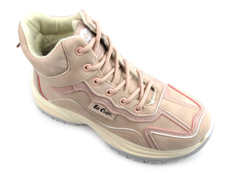 Trapery, śniegowce damskie na platformie - LEE COOPER LCJ-23-44-1975L, różowe