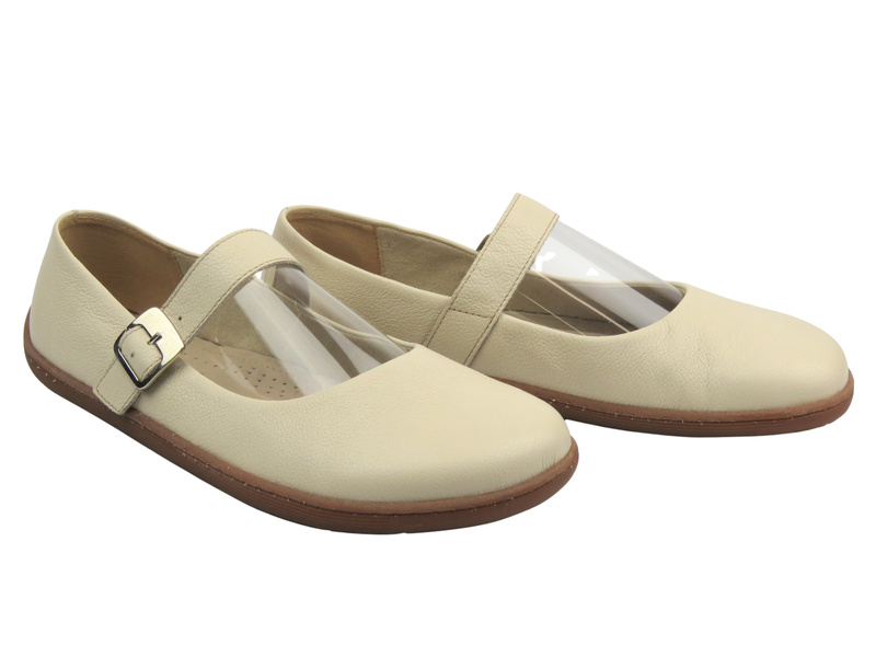 Barefoot skórzane minimalistyczne półbuty damskie beżowe Nika Komfort 1445 - PRZEDSPRZEDAŻ