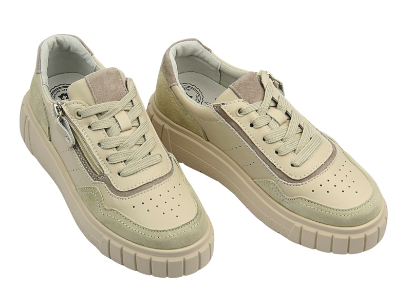 Sneakersy damskie na platformie beżowe Evento 25SP17-8350