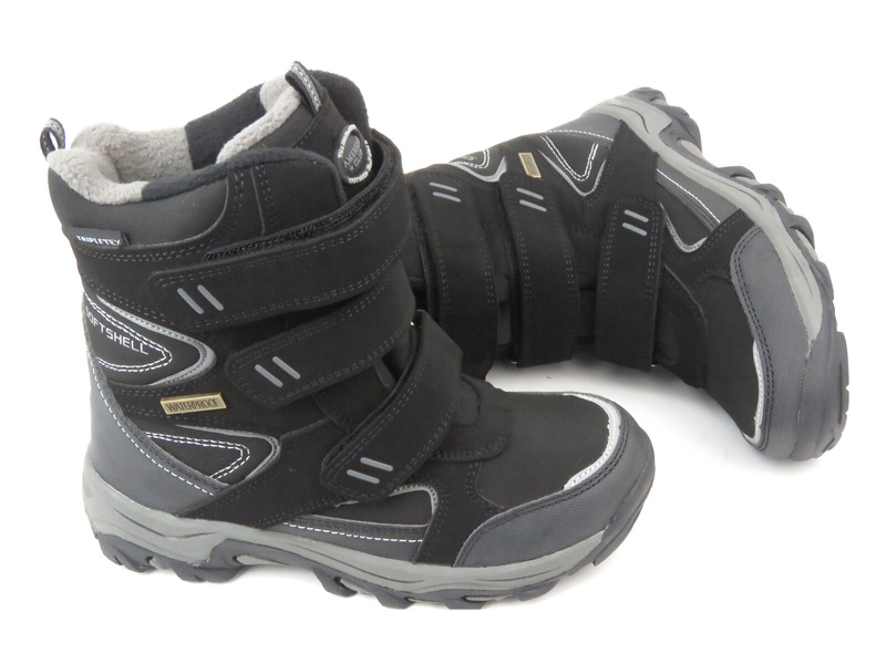 Buty trekkingowe, śniegowce dziecięce - AMERICAN CLUB WT161/23 czarne z szarym