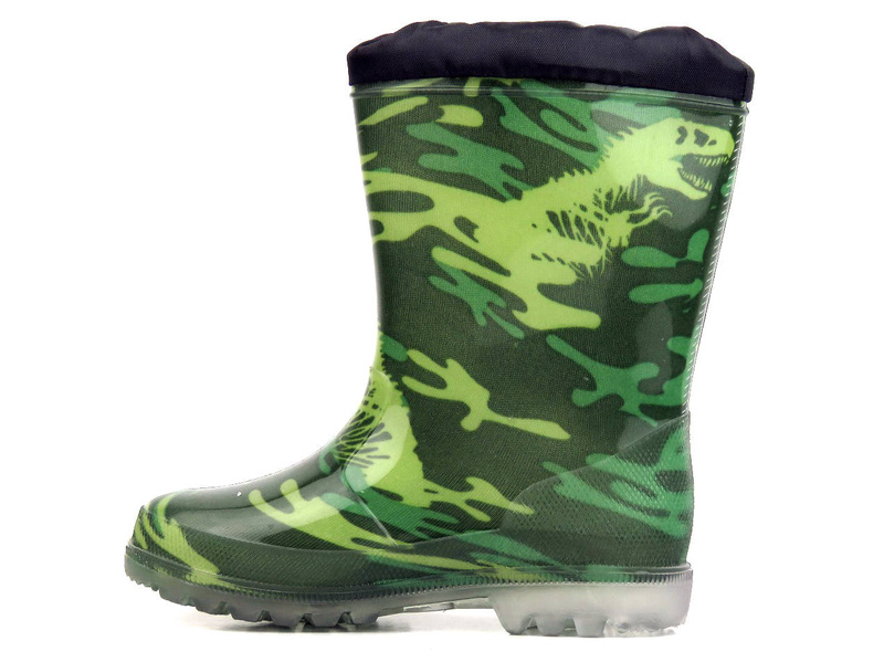 Wysokie kalosze dziecięce - WOJTYŁKO 2205, zielone moro