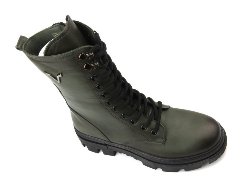 Trapery damskie skórzane  - VACARRO 493, khaki