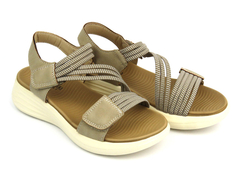 Sandały damskie na platformie - Sokolski CH L24-379, beżowe