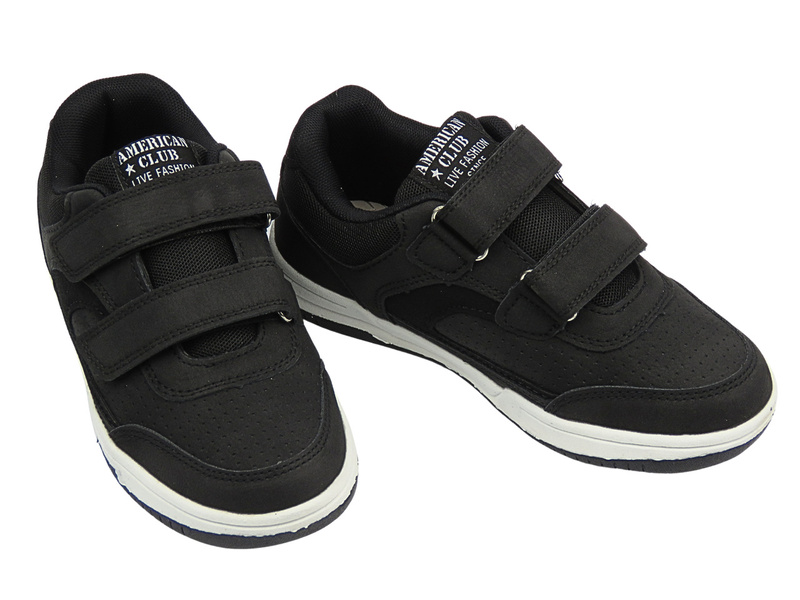 Buty dziecięce sportowe na rzepy czarne American Club PR 01/24
