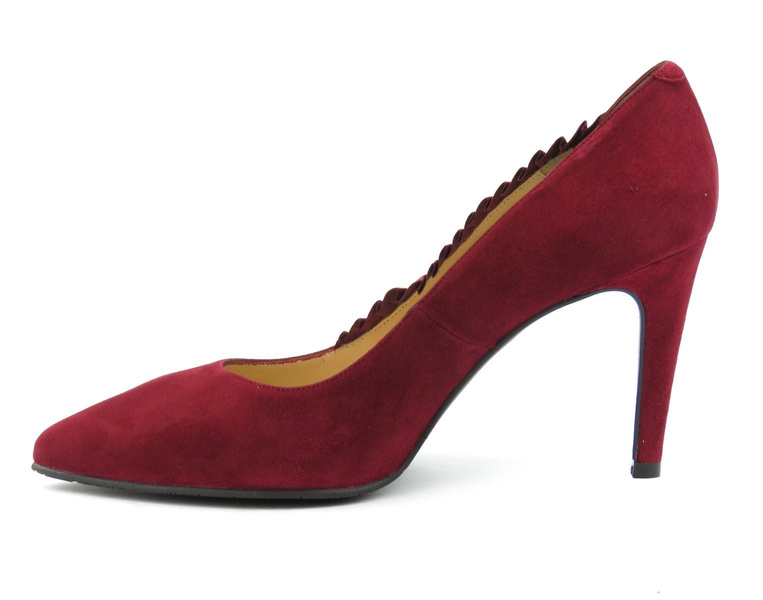 Zamszowe szpilki z noskiem w szpic - Brenda Zaro T3442, bordowe