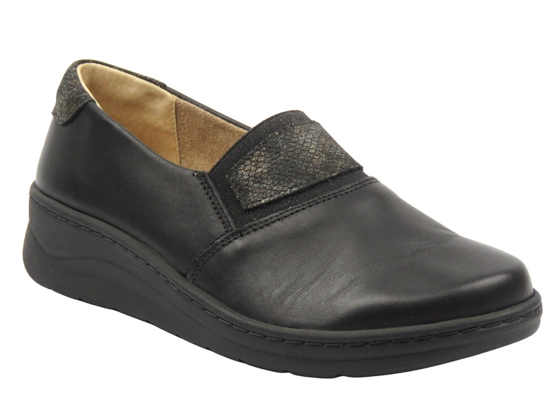 Wygodne półbuty damskie z miękkiej skóry czarne 2 Helios Komfort 455