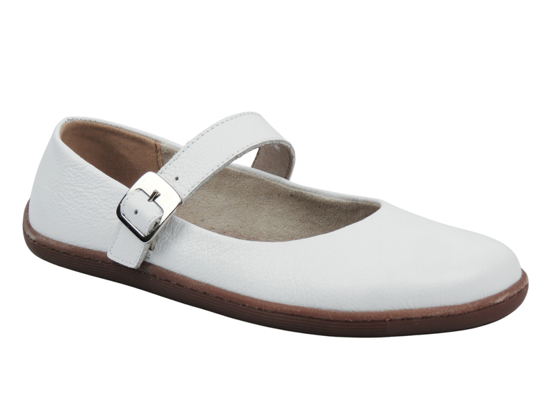 Barefoot skórzane minimalistyczne półbuty damskie białe Nika Komfort 1445