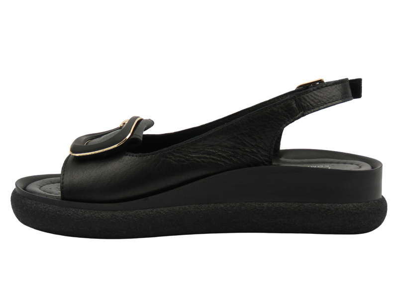 Skórzane sandały damskie polskiej marki czarne Nika Komfort H-138