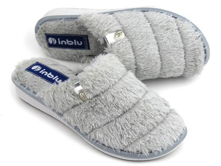 Futerkowe, miękkie kapcie damskie - INBLU LB-95, szare