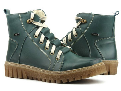 Trapery damskie ocieplane wełną - Helios Komfort 577, zielony