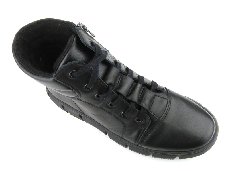 Ocieplane botki damskie w stylu sportowym - HELIOS Komfort 562S, czarny 3