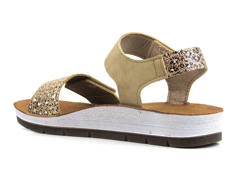 Sandały damskie z panterką - INBLU CP-28, piaskowe