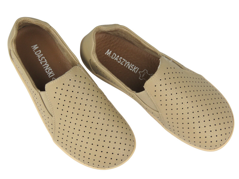 Wygodne półbuty damskie barefoot M.Daszyński OL38-2 beżowe
