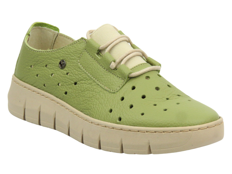 Wygodne półbuty damskie skórzane - HELIOS Komfort 434-2, zielone