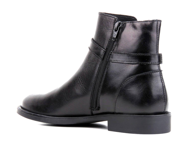 Płaskie botki damskie zdobione łańcuchem - VENEZIA 7735638 SIER NER, czarne