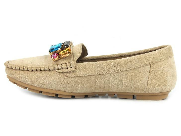 Mokasyny damskie ze skórzaną wkładką - Evento 23PB26-2200, beżowe