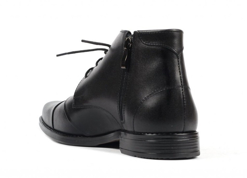 Trzewiki męskie ze skóry Moskała 298 CZARNY