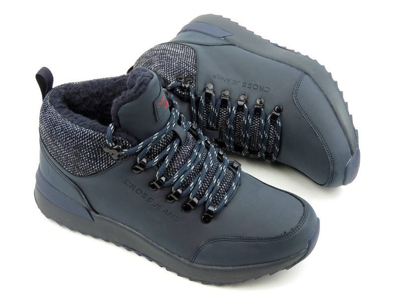 Trzewiki, buty męskie zimowe CROSS JEANS EE1R4115C, granatowe