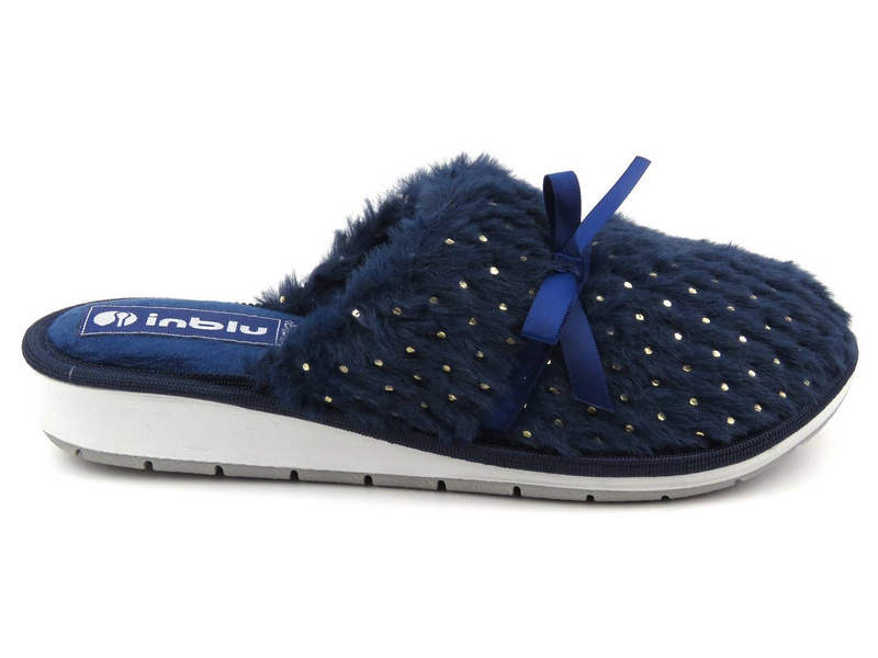 Futerkowe kapcie damskie INBLU LB-92/2, granatowe