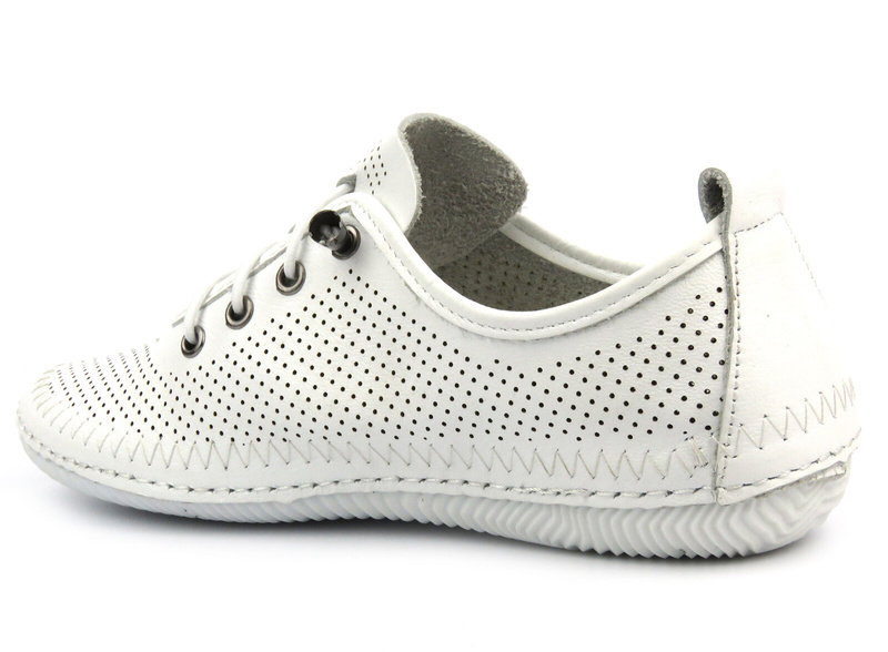 Ażurowe półbuty damskie ze skóry naturalnej - Artiker 54C0831, białe