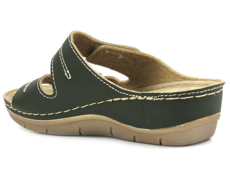 Wygodne klapki damskie INBLU MALVA, ciemnozielone