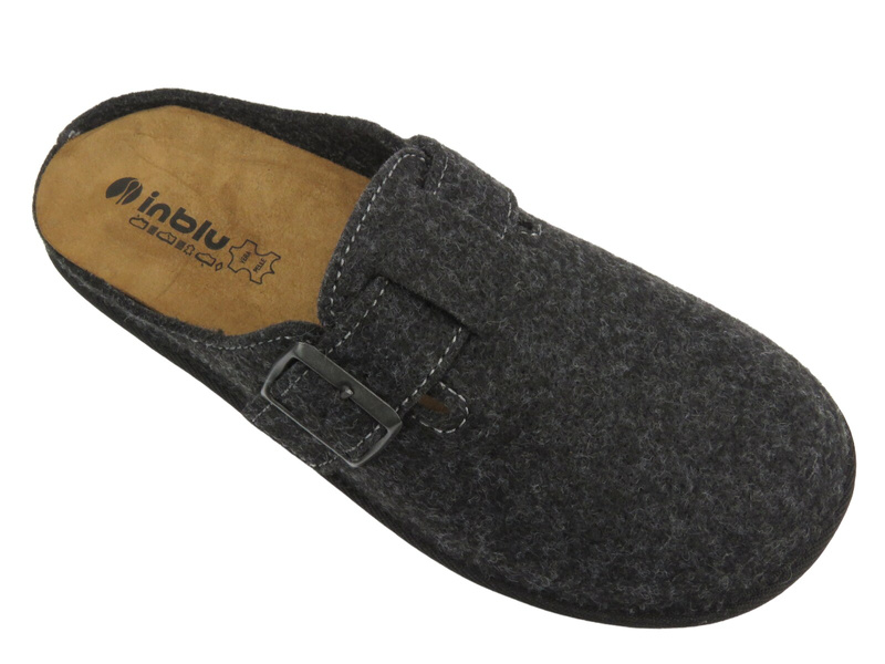 Kapcie męskie ze skórzaną wkładką - INBLU SI-19, szare