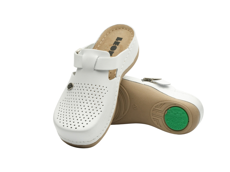 Skórzane klapki damskie biały Leon 900