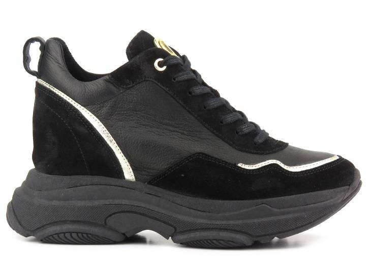 Sneakersy, buty sportowe damskie na ukrytym koturnie - CARINII B9061, czarne