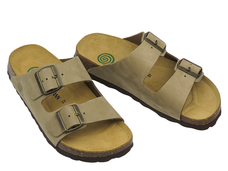 Skórzane Klapki męskie klasyczne beżowe Brinkmann 600130-08