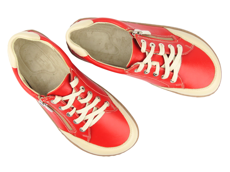 Barefoot skórzane minimalistyczne półbuty damskie Helios Komfort 470, czerwone