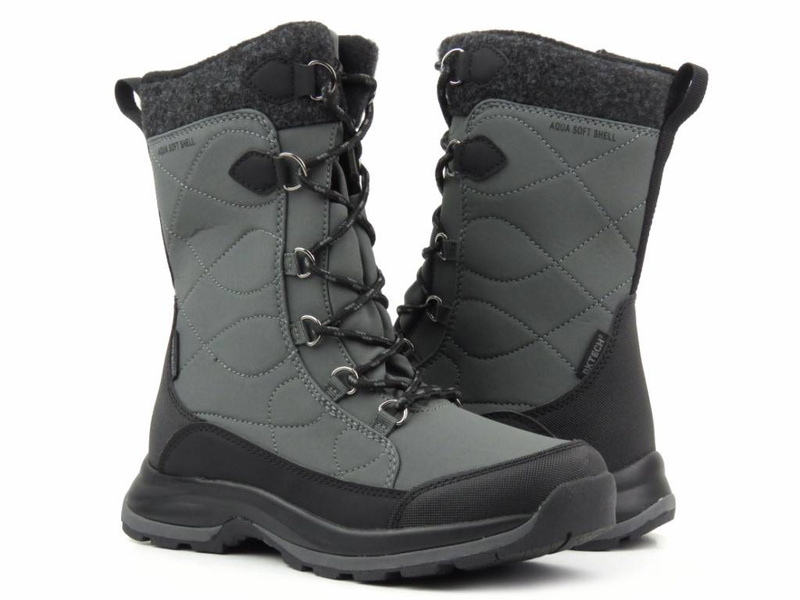 Wysokie buty zimowe, śniegowce damskie DK TECH SoftShell 2105, szare