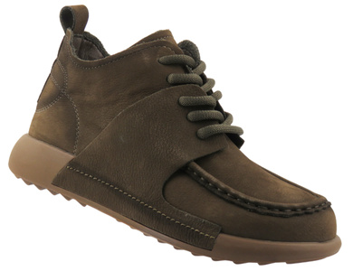 Wygodne damskie botki barefoot ze skóry naturalnej Potocki 26-35309, zielone