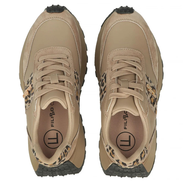 Skórzane sneakersy damskie beżowe Filippo DP6785/25