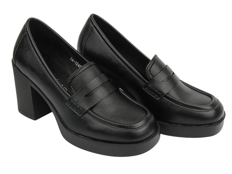 Półbuty Damskie Potocki 24-12451 Czarne Wsuwane Eleganckie