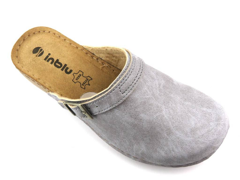 Klapki damskie, chodaki na obcasie - INBLU BL-04, szare
