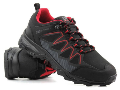 Trekkingi męskie przed kostkę - DK Soft Shell 1068, czarne z czerwienią