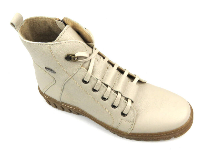 Trapery damskie ocieplane wełną - HELIOS Komfort 577, ecru