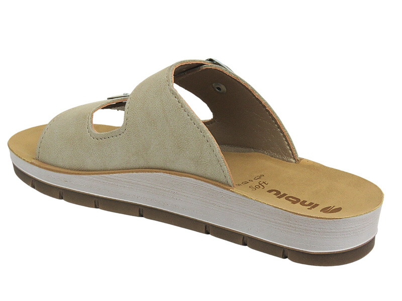 Klapki damskie z klamrami - INBLU PROCIDA, beżowe II GATUNEK