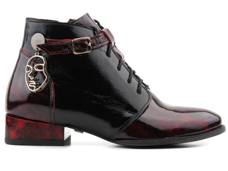 Oryginalne botki damskie na niskim obcasie - MACIEJKA 5743A-23, bordowe