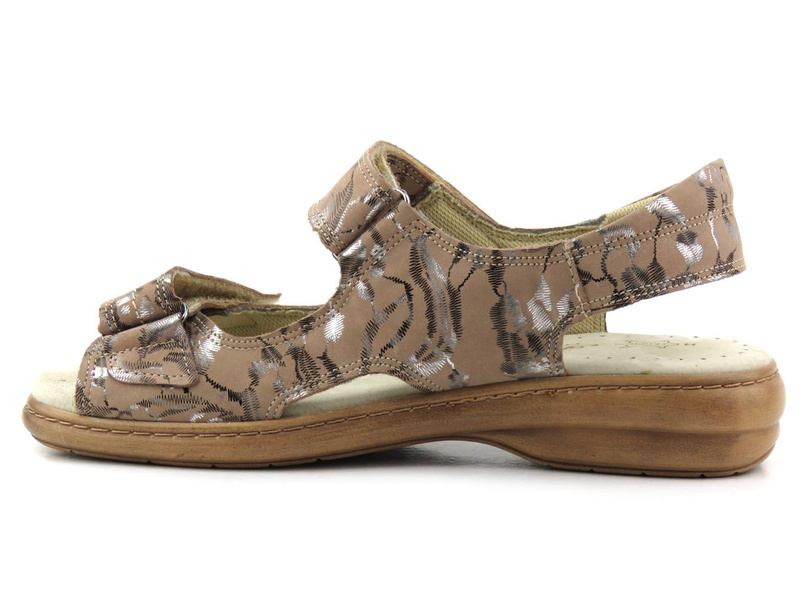 Wygodne, skórzane sandały damskie profilaktyczne - KOSELA MEDIC 9154, beżowe w liście
