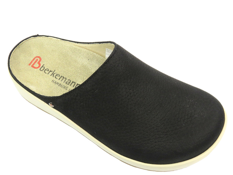 Skórzane klapki damskie - BERKEMANN Ella 03900-910, czarne