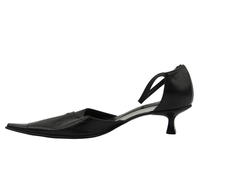 Skórzane czółenka damskie czarne na szpilce ELDA 409